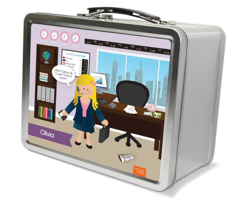 A Girl Crunching Numbers Metal Lunchbox