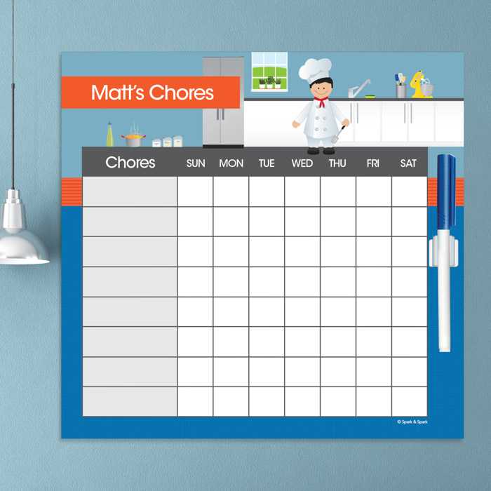 A Boys Chef's Taste Chore Chart