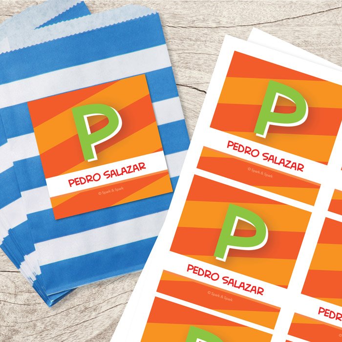 Brilliant Initial Orange Gift Label Set