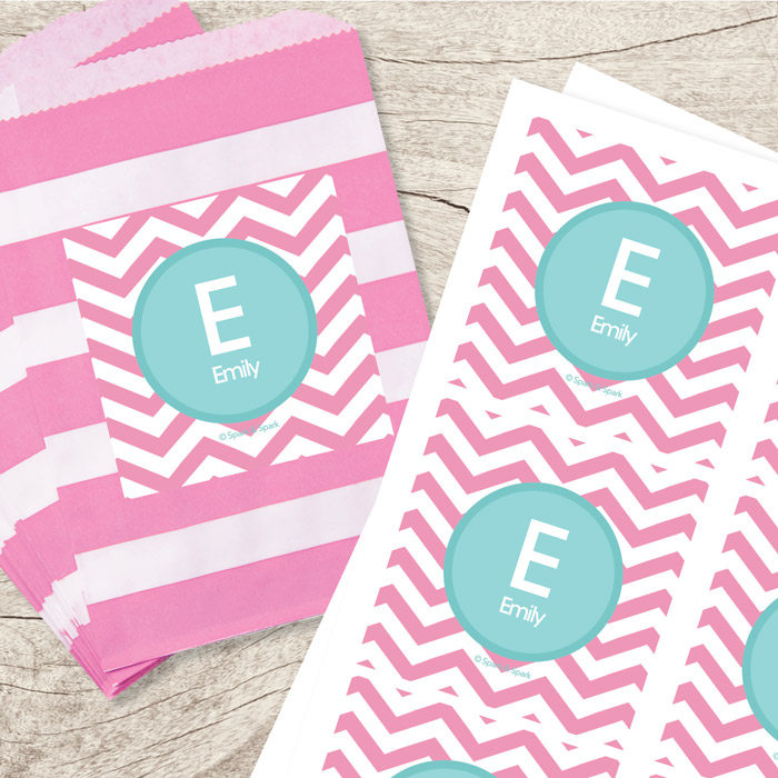 Chevron Pink & Aqua Gift Label Set