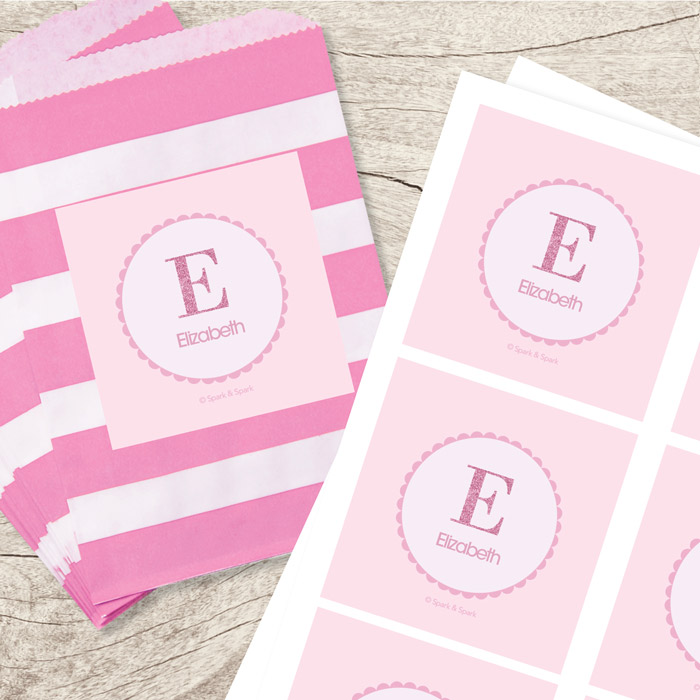 A Shiny Letter Pink Gift Label Set