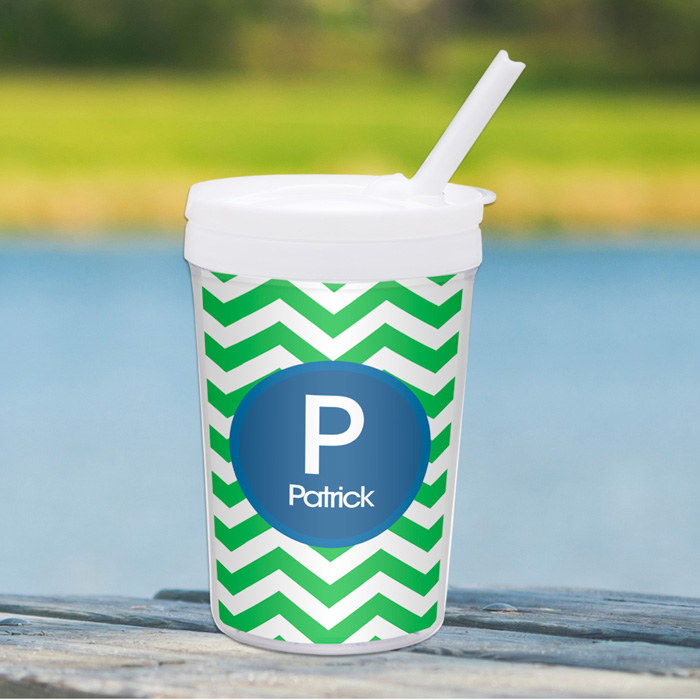 Chevron Green And Blue Toddler Cup