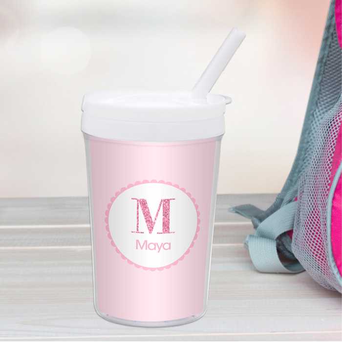 A Shiny Pink Letter Toddler Cup