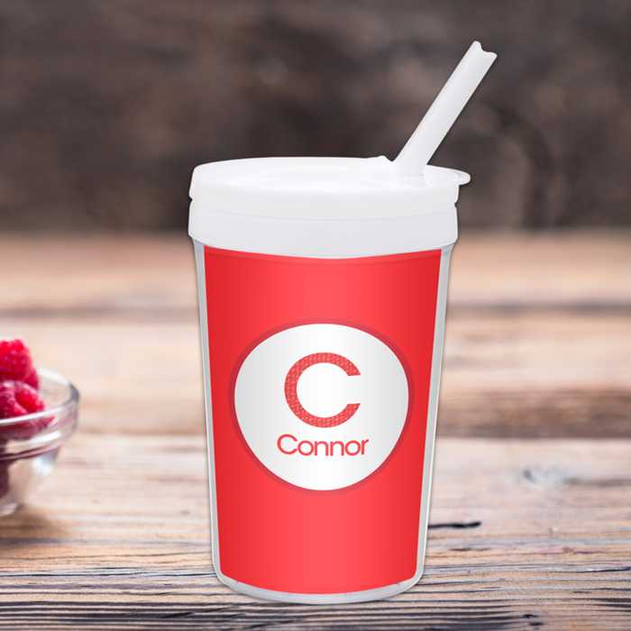 A Linen Red Letter Toddler Cup