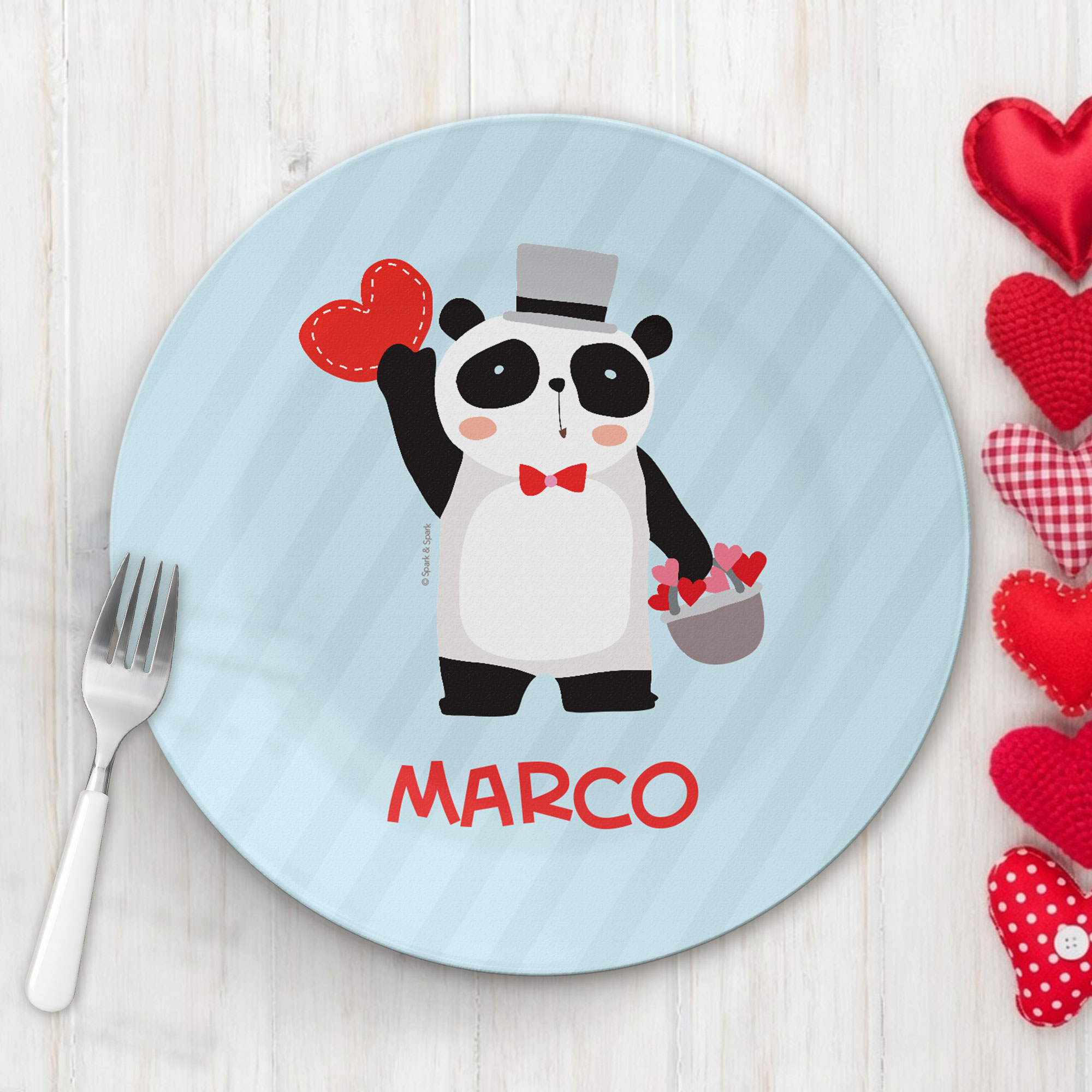 Panda and Hearts Kids Plates