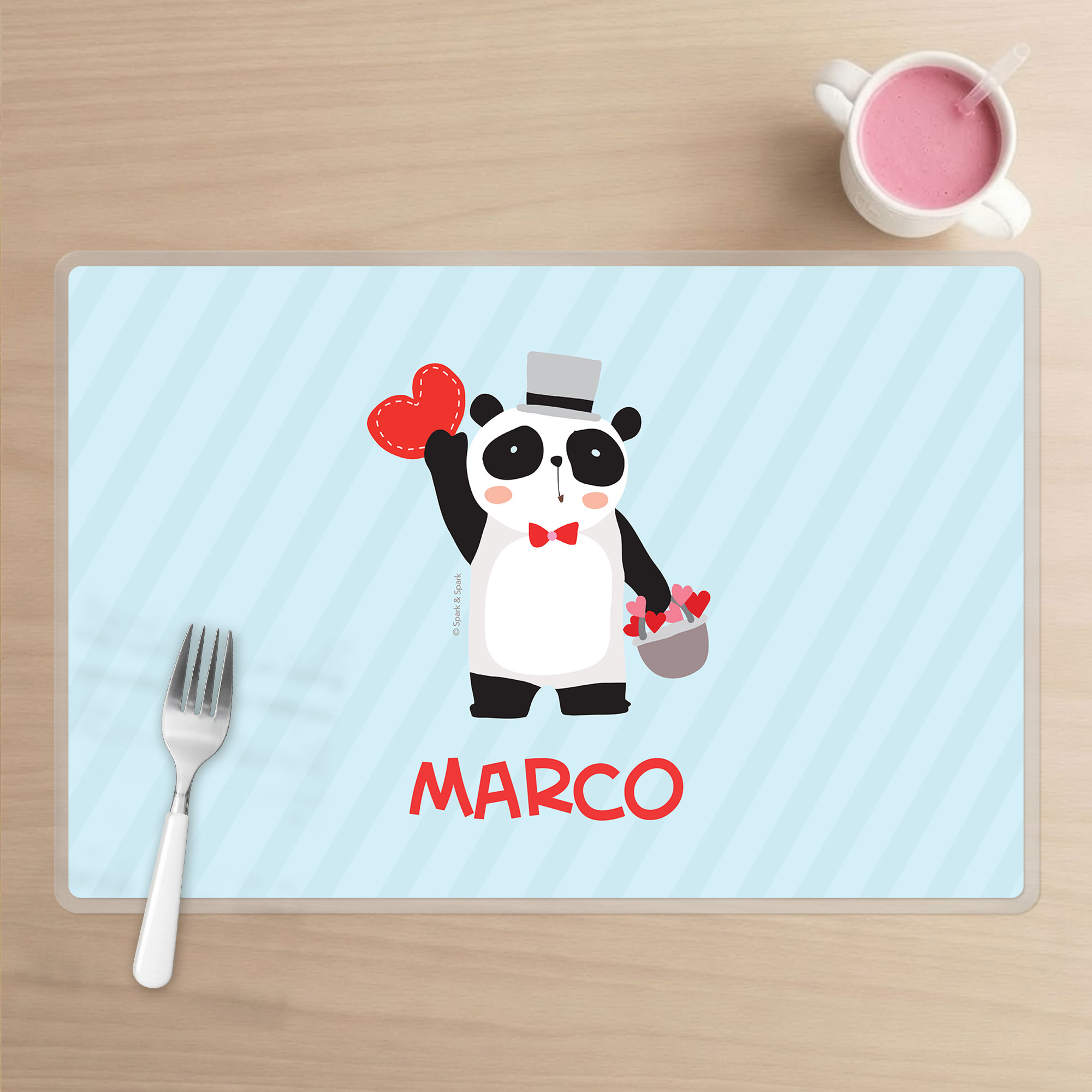 Panda and Hearts Kids Placemat