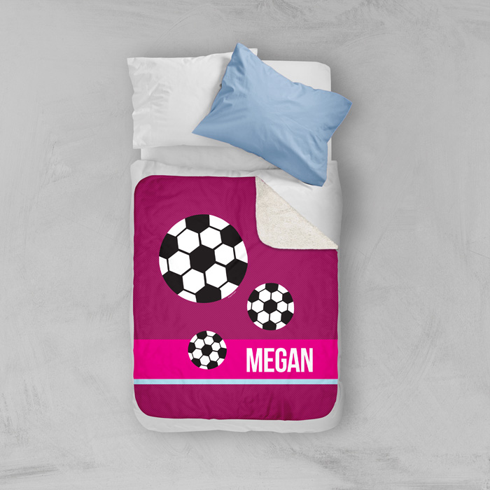 Girl Soccer Fan Purple Sherpa Blanket