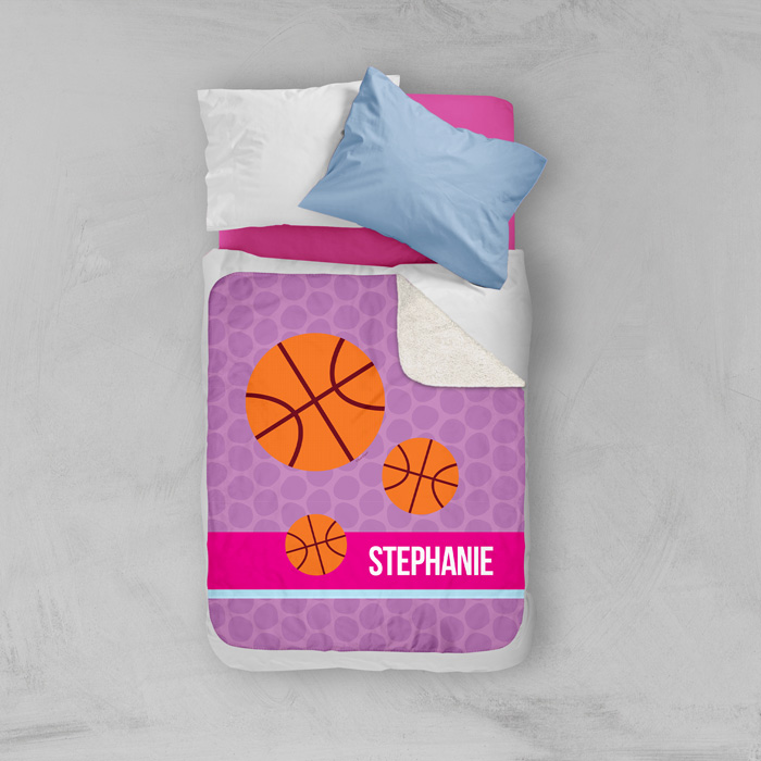 Girl Basketball Fan Purple Sherpa Blanket