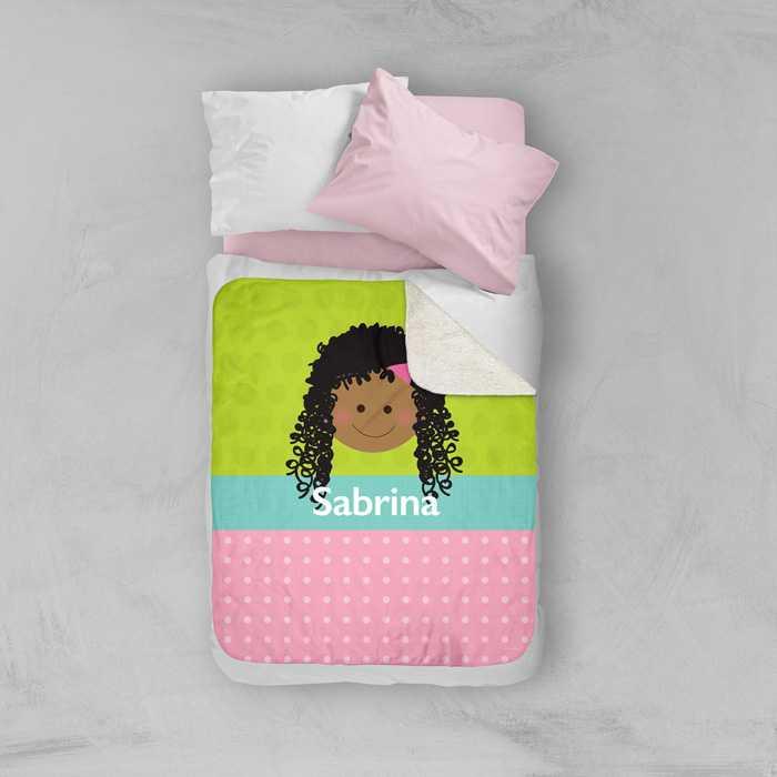 Just Like Me Girl Green Sherpa Blanket