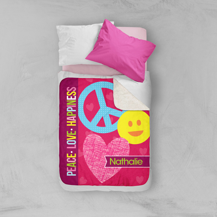 Peace & Love Signs Sherpa Blanket