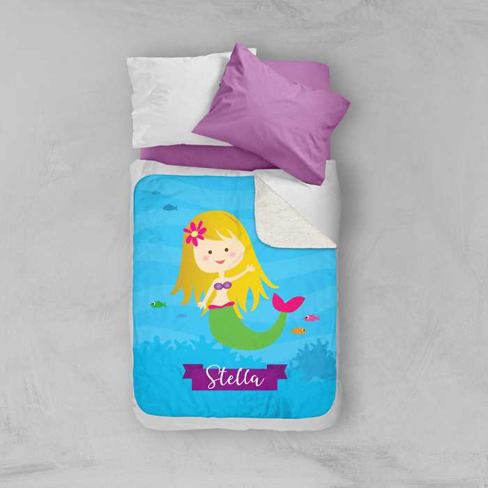 Cute Mermaid Sherpa Blanket