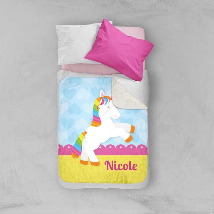 Cute Rainbow Pony Sherpa Blanket