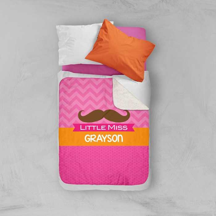 Little Miss Mustach Sherpa Blanket