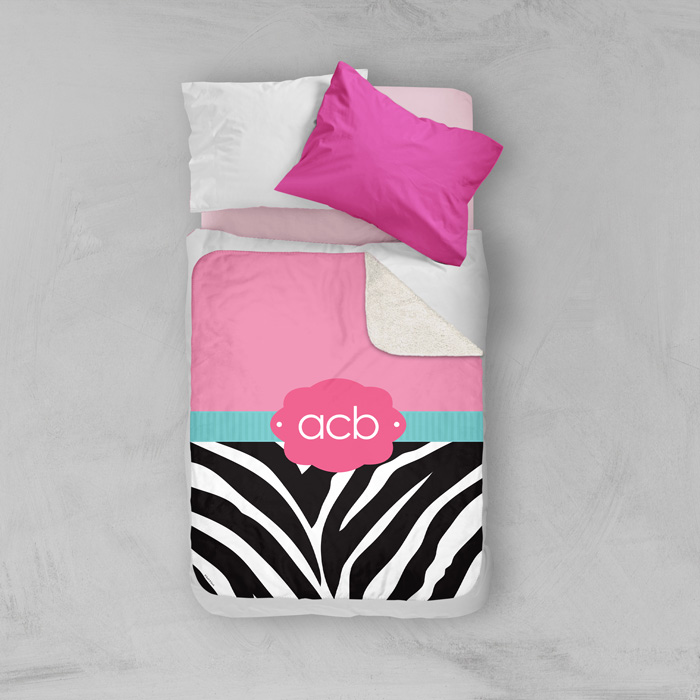Zebra and pink Sherpa Blanket