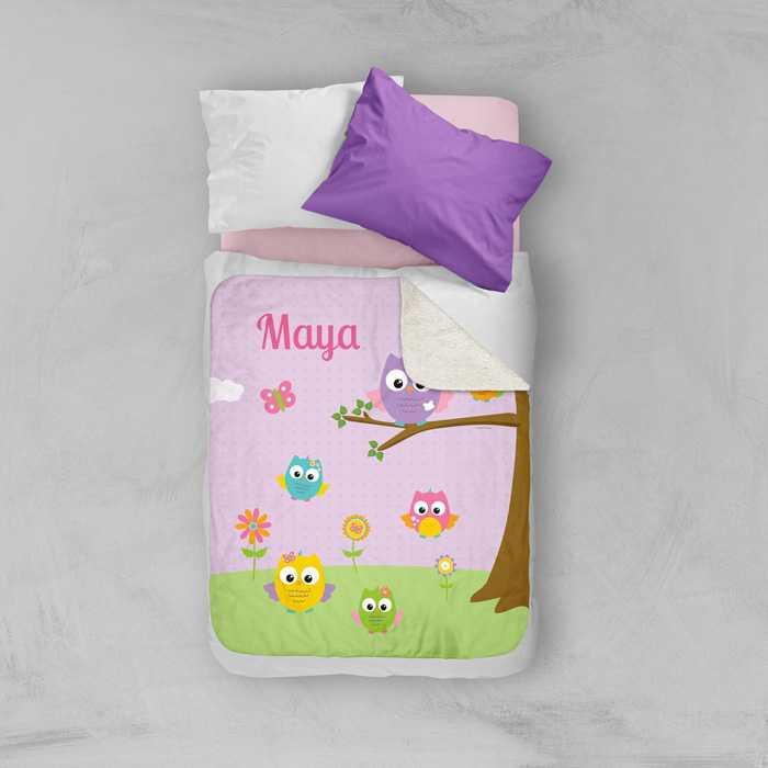 Owls on the field Sherpa Blanket