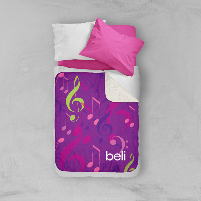 Girly Music Notes Sherpa Blanket
