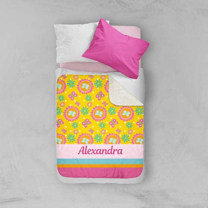 Flower Initial Sherpa Blanket