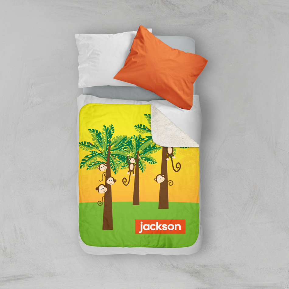 Monkeys in the Jungle Sherpa Blanket