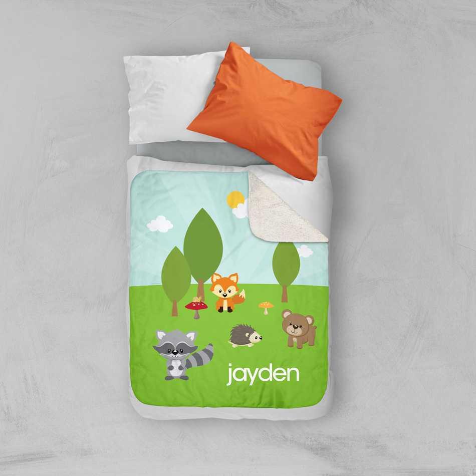 Cute Animals In The Forest Sherpa Blanket