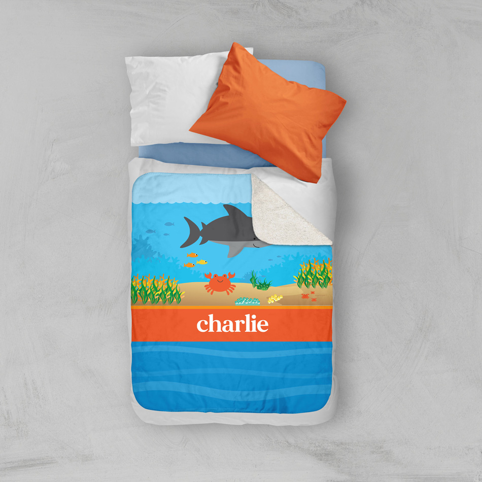 Shark Waves Sherpa Blanket