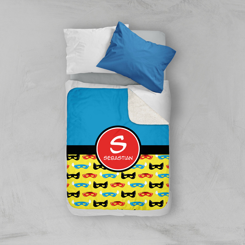 Super Hero Masks Sherpa Blanket