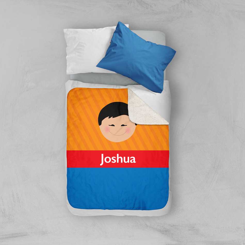 Just Like Me Boy Orange Sherpa Blanket