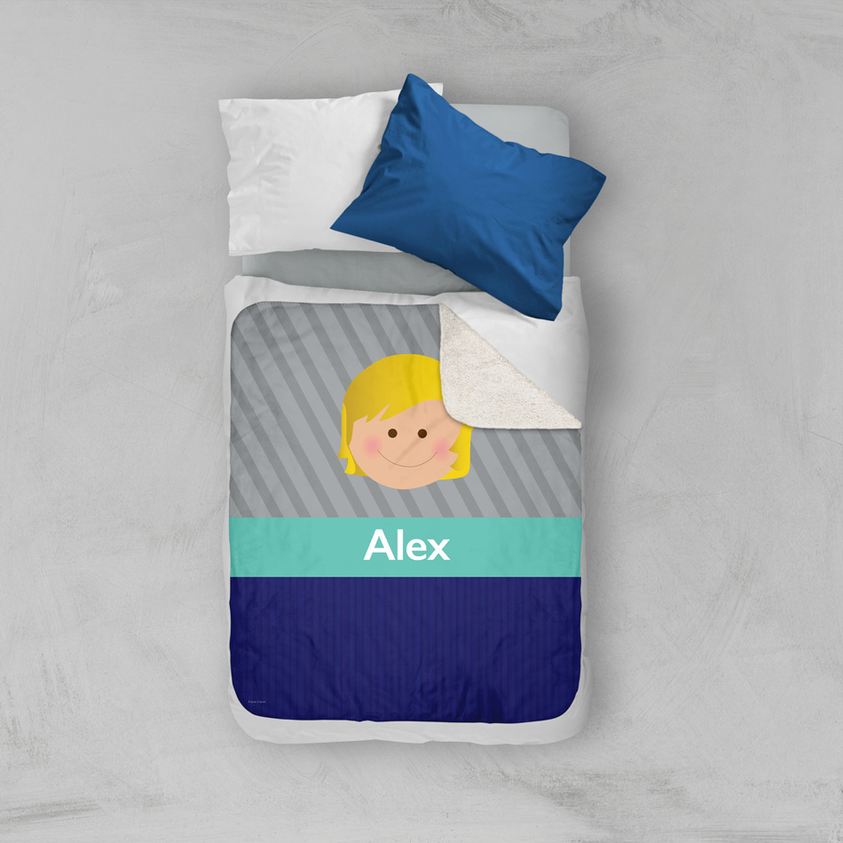 Just Like Me Boy Grey Sherpa Blanket