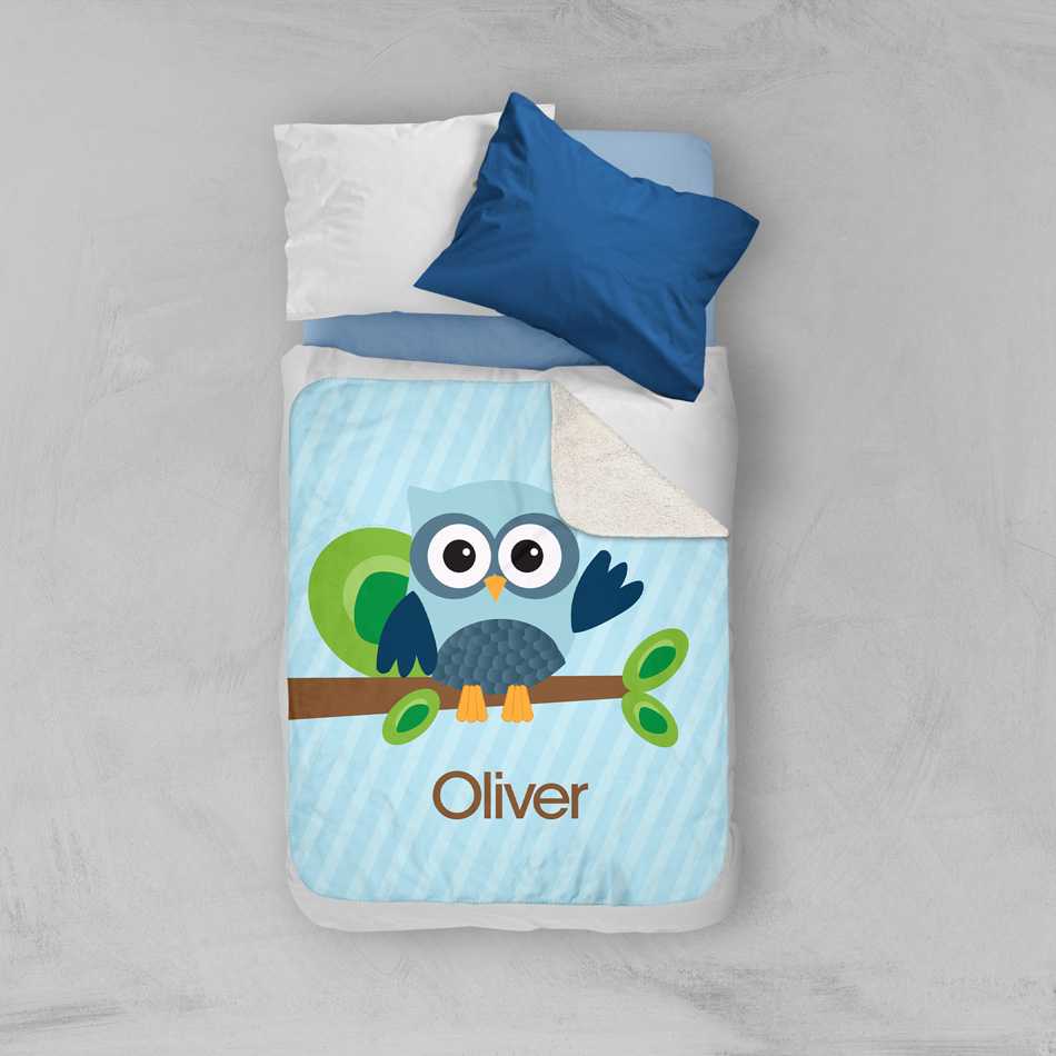 Owl be Yours Blue Sherpa Blanket