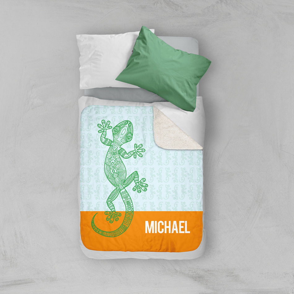 Climbing Gecko Sherpa Blanket
