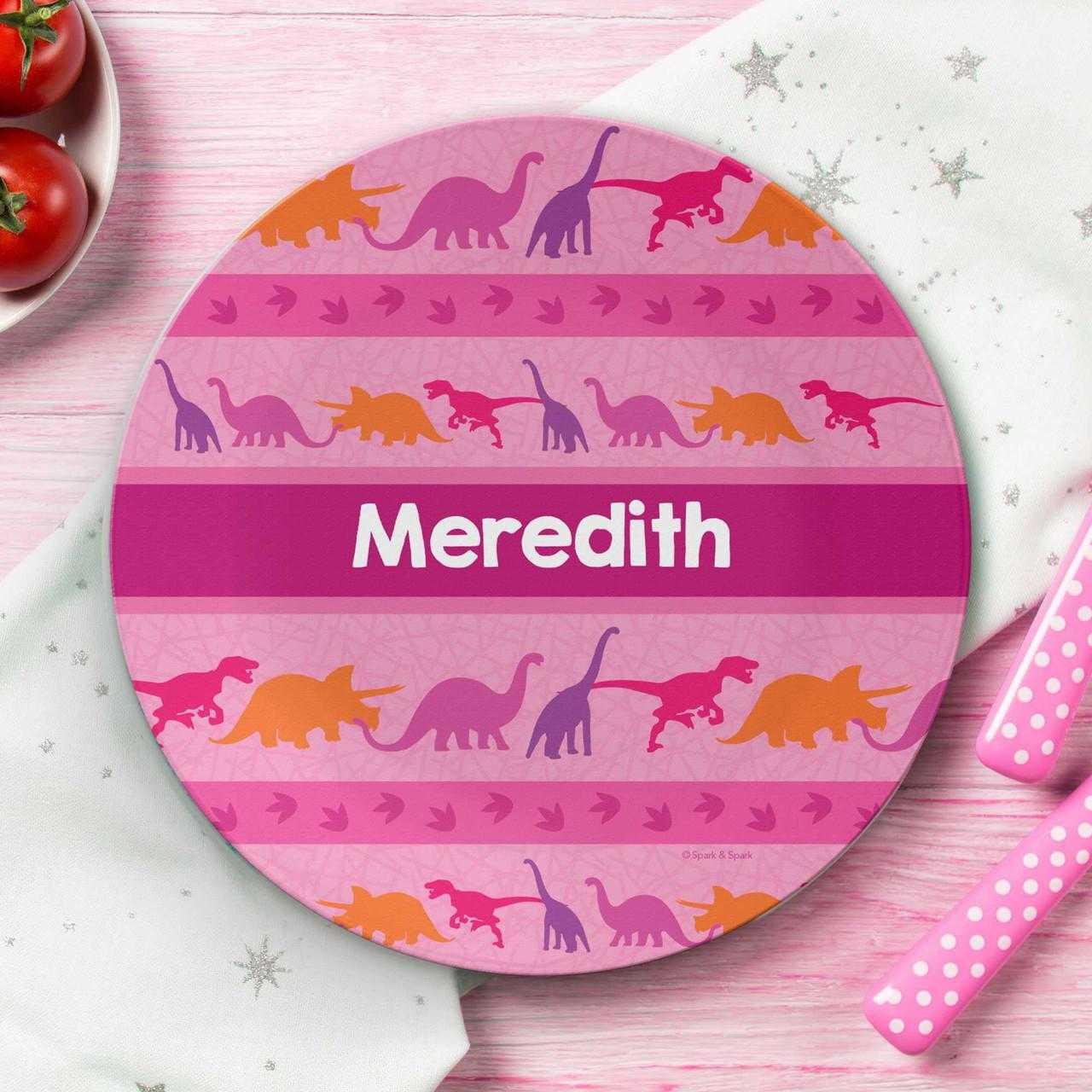 Dinosaur trails Girl Custom Plate for Girls