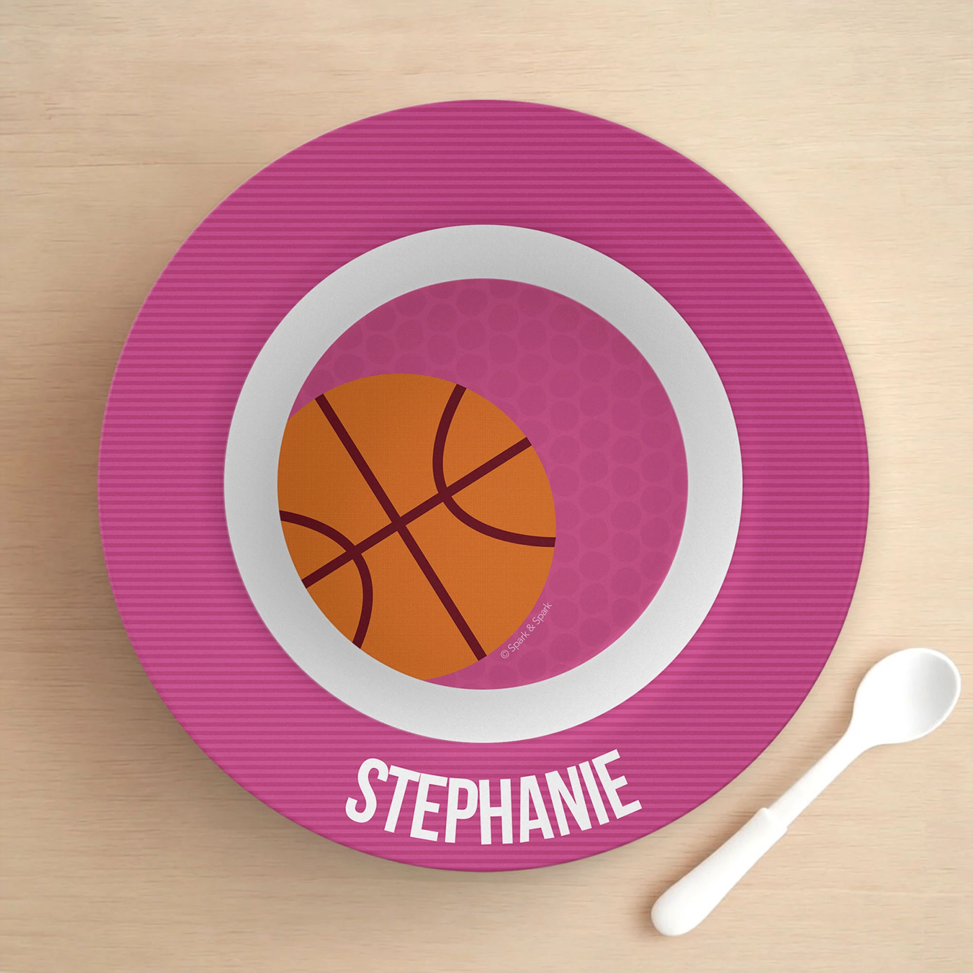 Basketball Fan Girl Pink Circles Kids Bowl