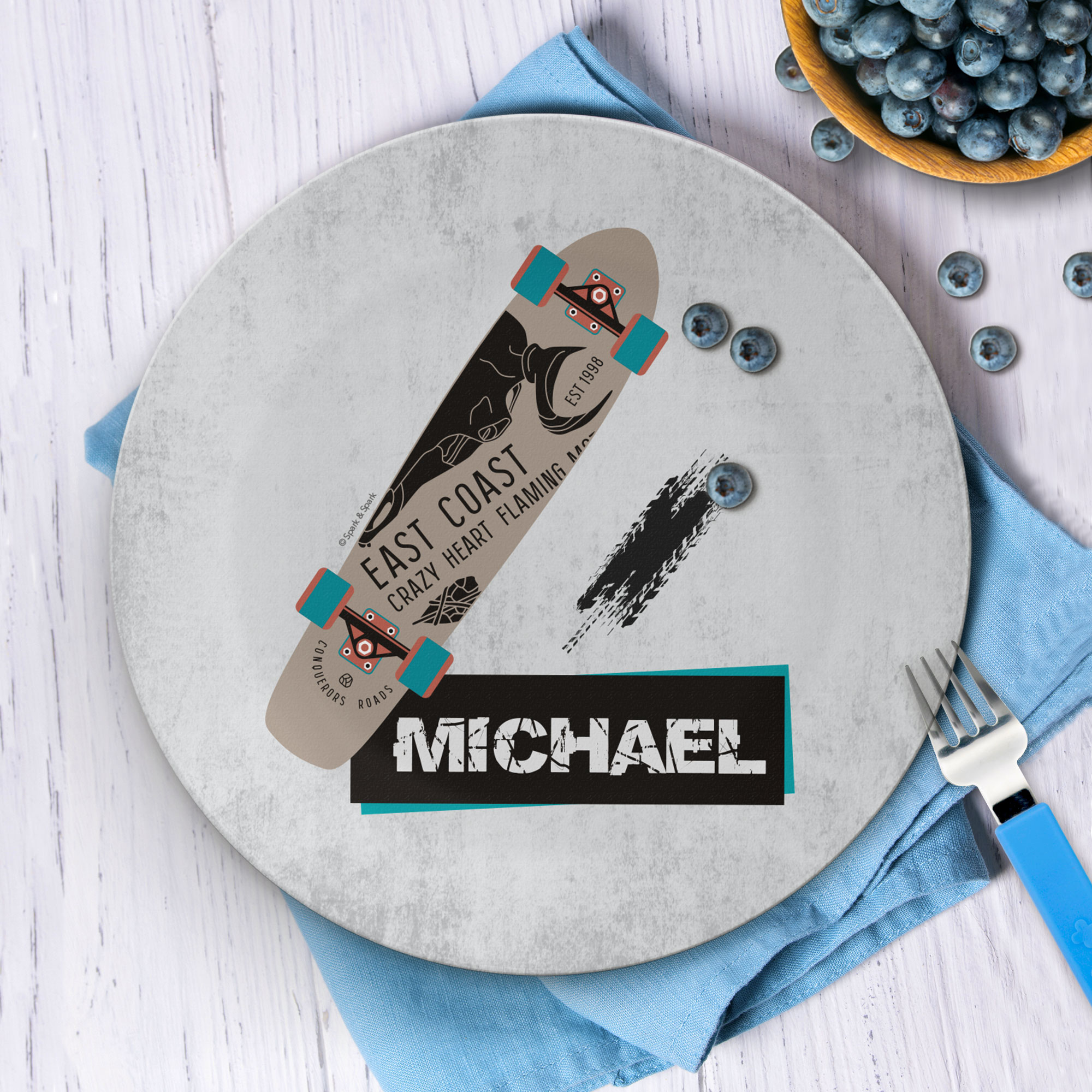 Urban Skate  Grey Personalized Boys Plate