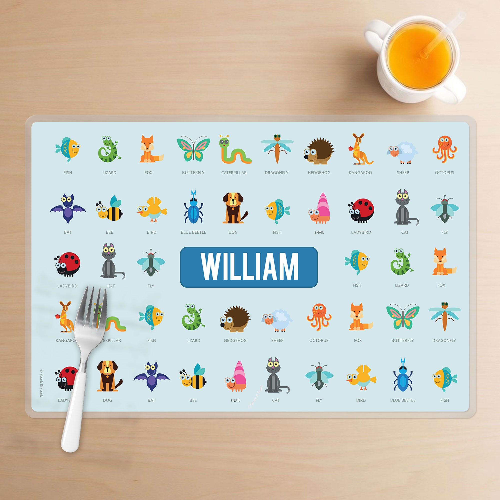 Animal ABC Blue Kids Placemat
