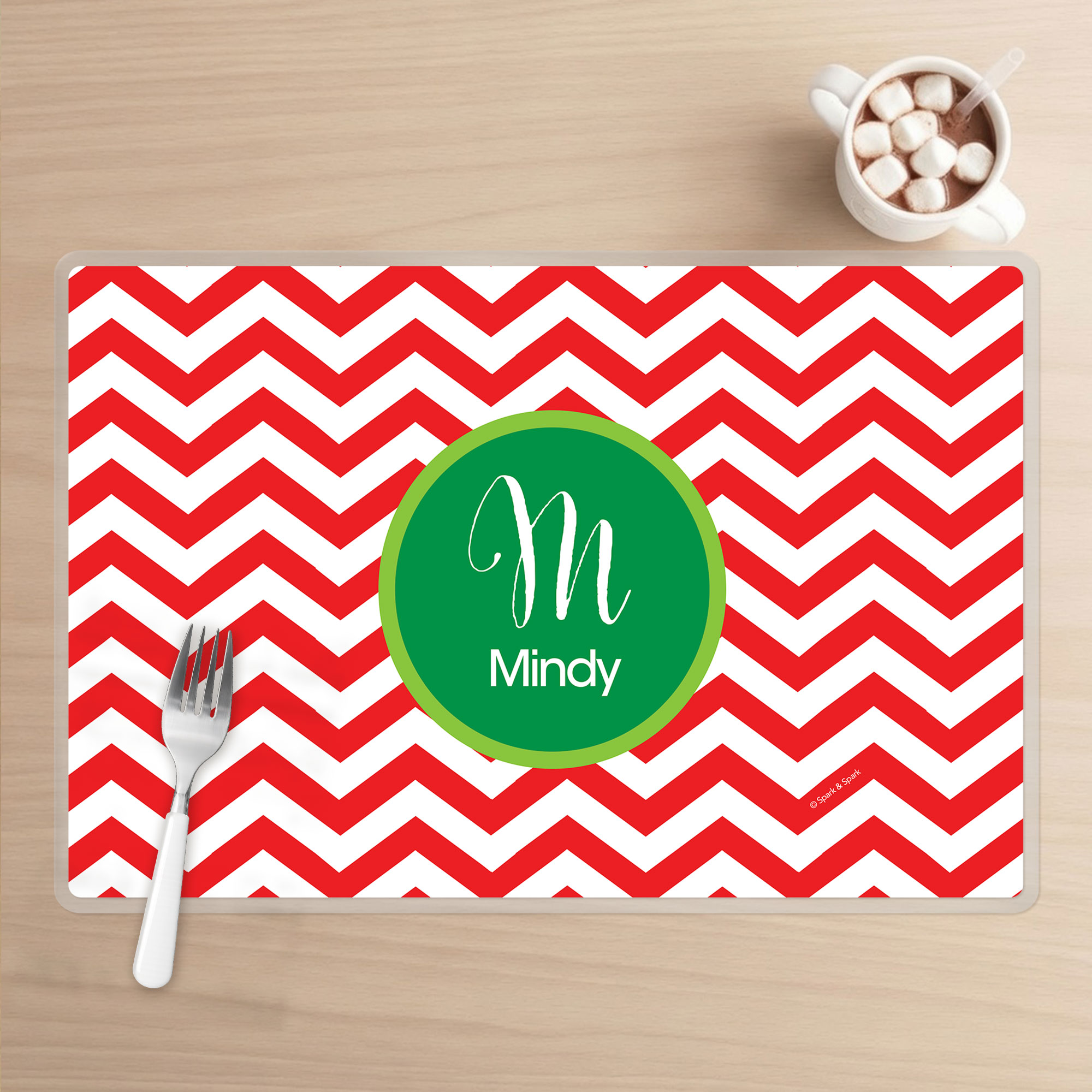Red Xmas Chevron Kids Placemat