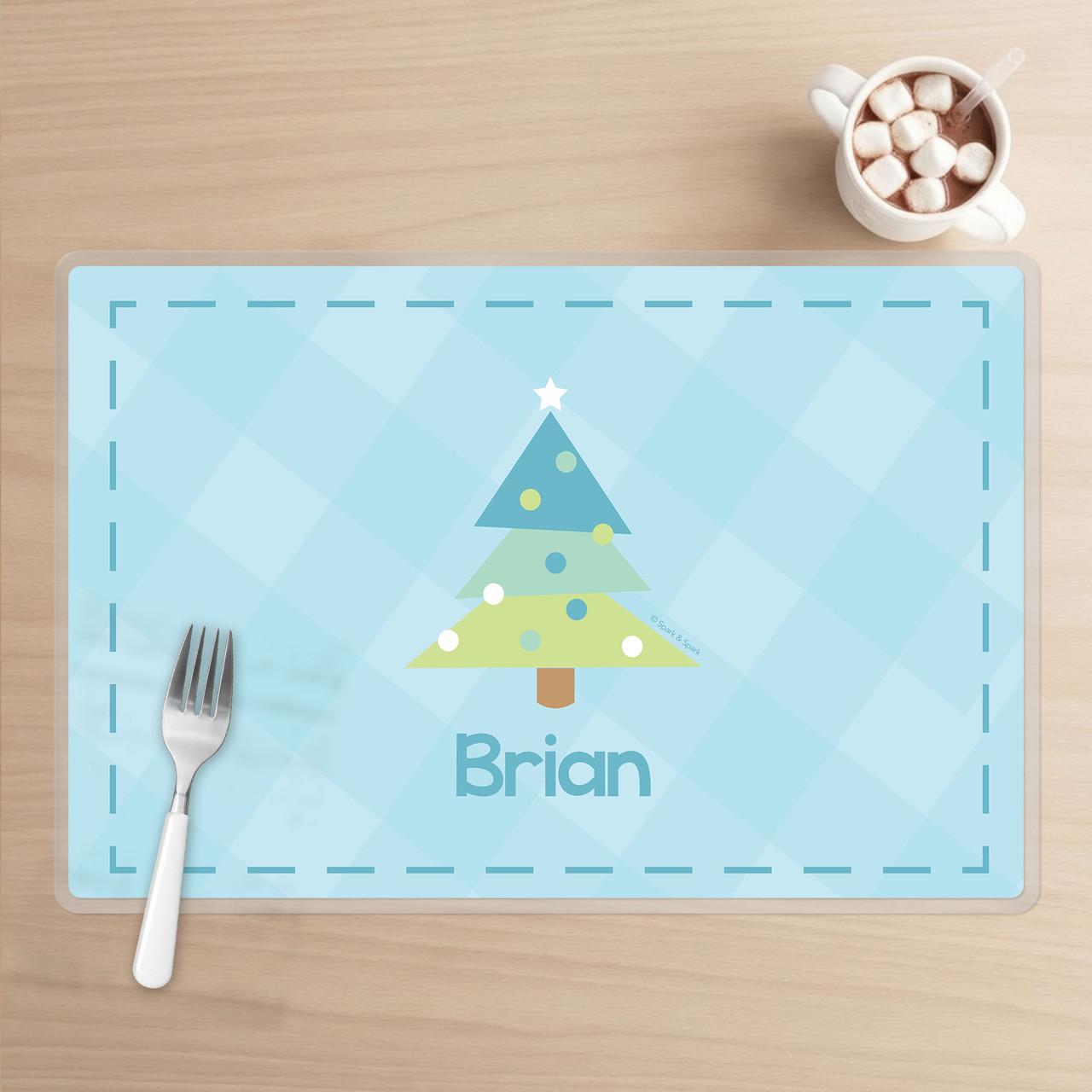 Modern Xmas Tree - Blue Kids Placemat