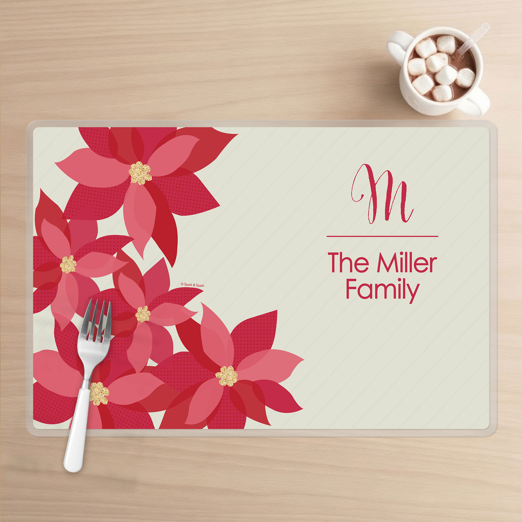 Shiny Poinsettas Holiday Placemat