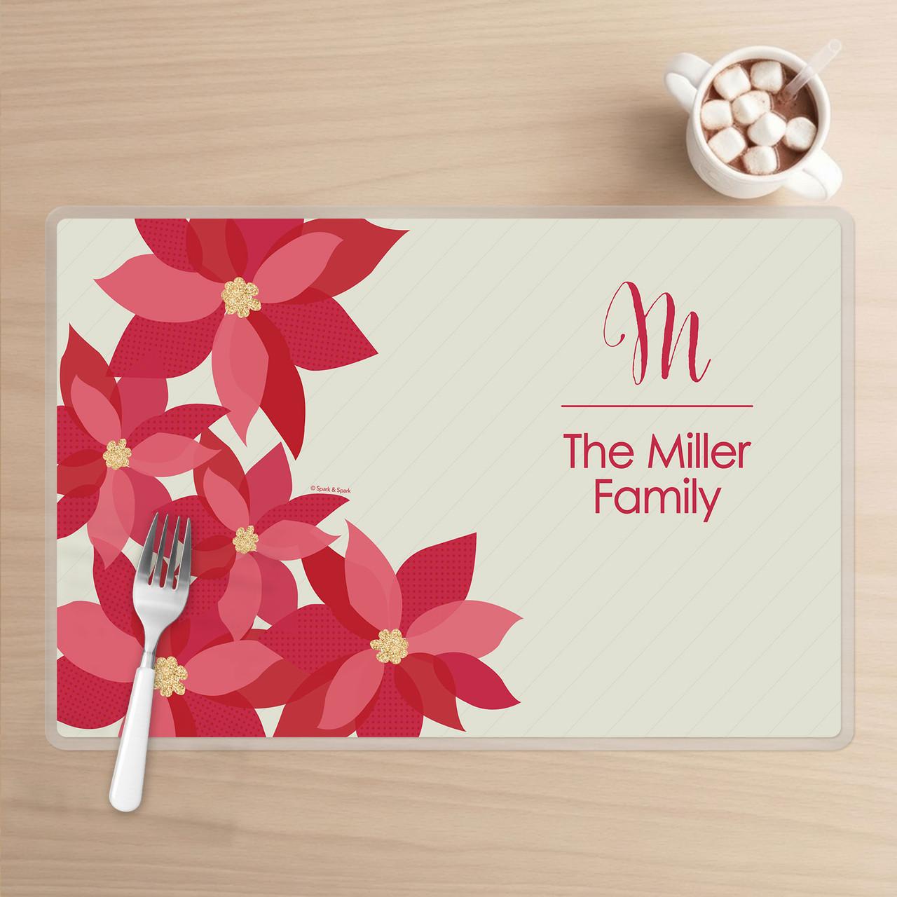 Shiny Poinsettas Holiday Placemat