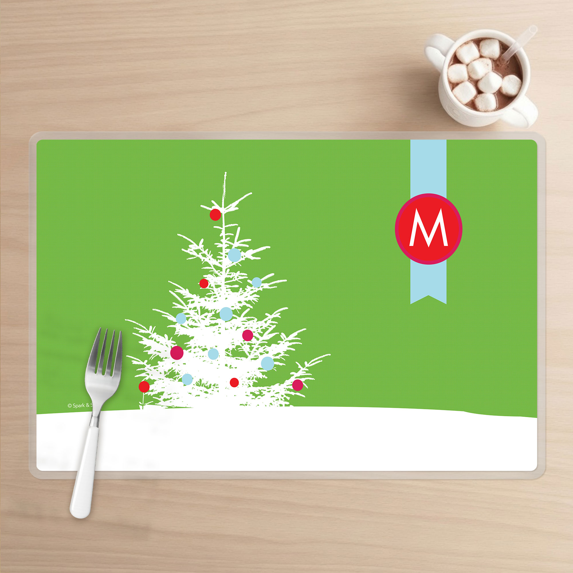 A Snowy Xmas Tree Holiday Placemat