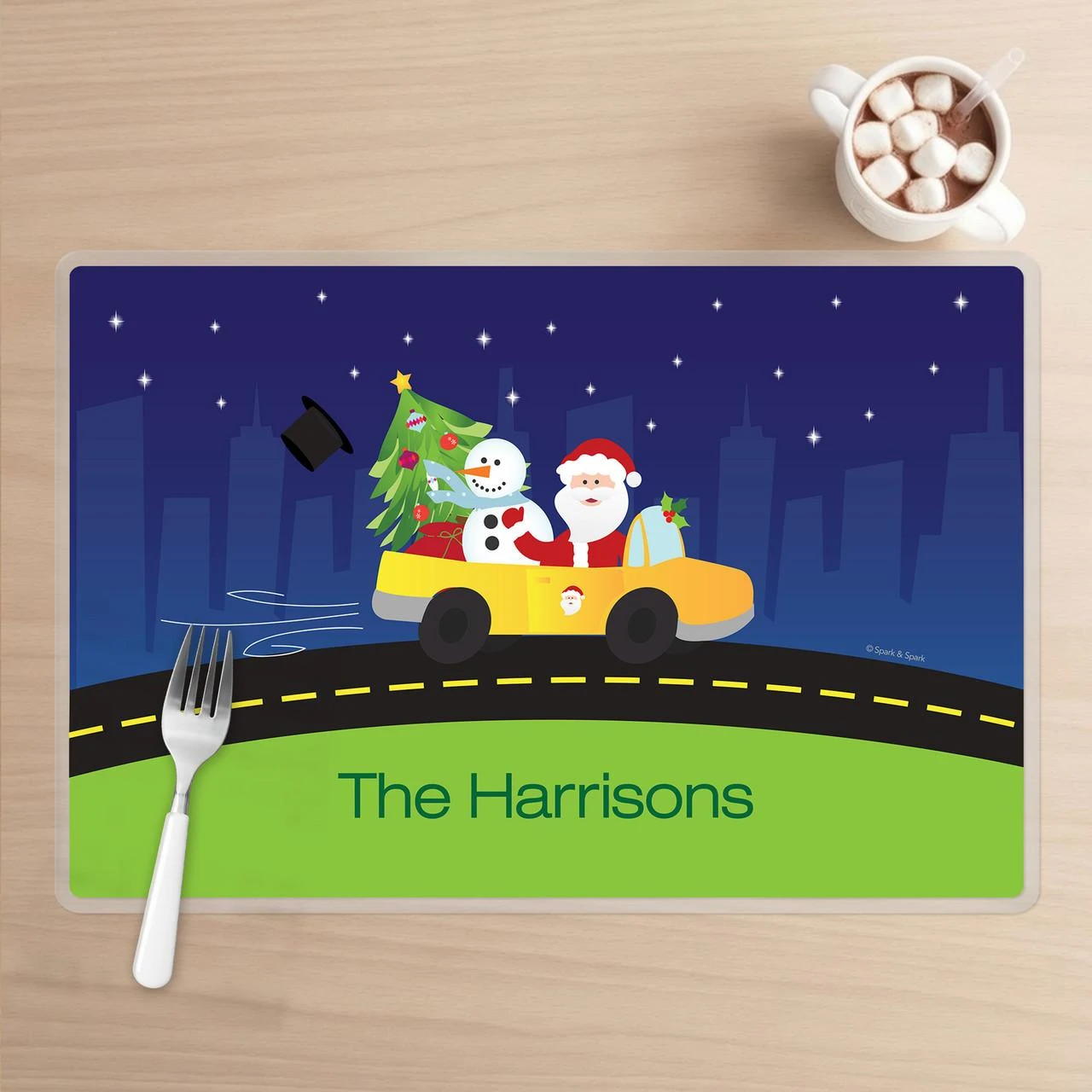 Santa In His Cool Ride Holiday Placemat