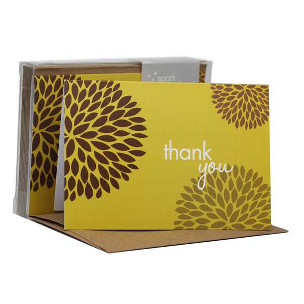 Pom pom flowers Yellow Notecards