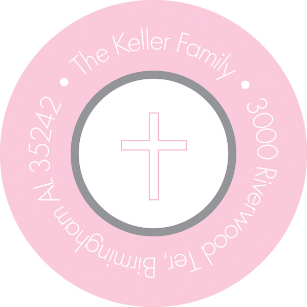 Pink Frame Squares Round Return Address Labels