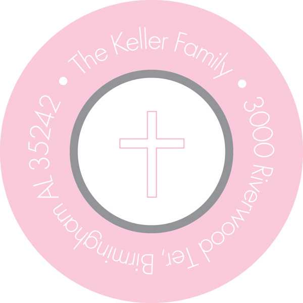 Pink Frame Squares Round Return Address Labels