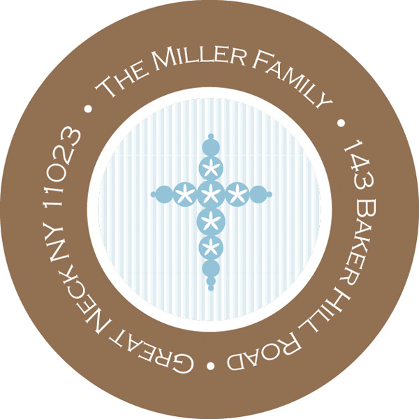 Delicate Stitch In Blue Round Address Labels