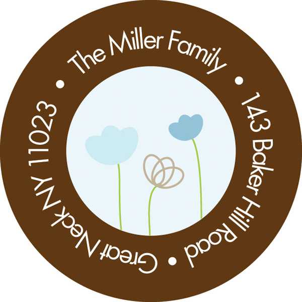Chocolate And Blue Garden Religious Address Labels