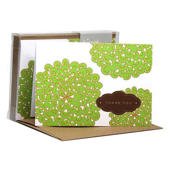 Pom Poms Green Notecards