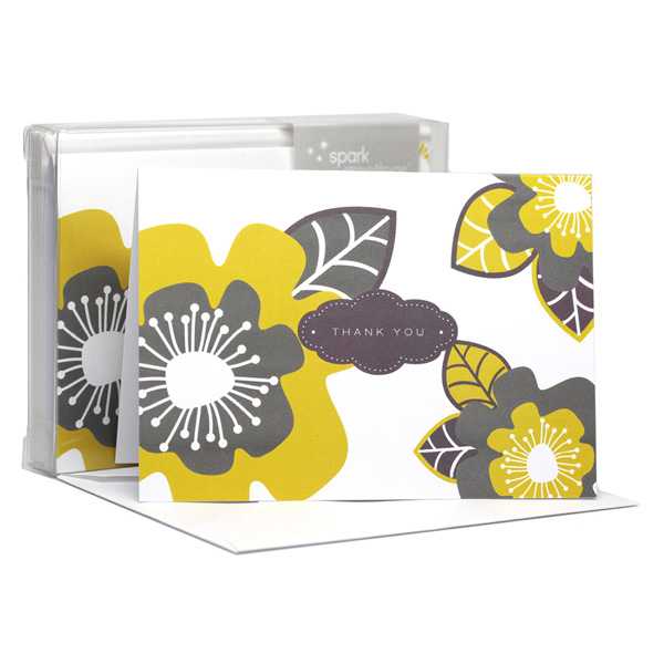 Bold Flowers Yellow Notecards