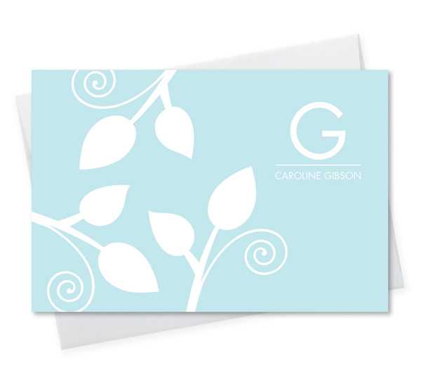 Poised Leaves - Blue Notecard