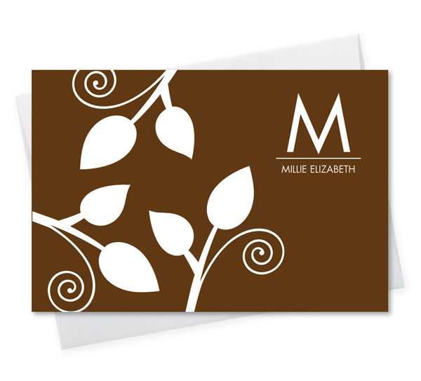 Poised Leaves - Brown Notecard