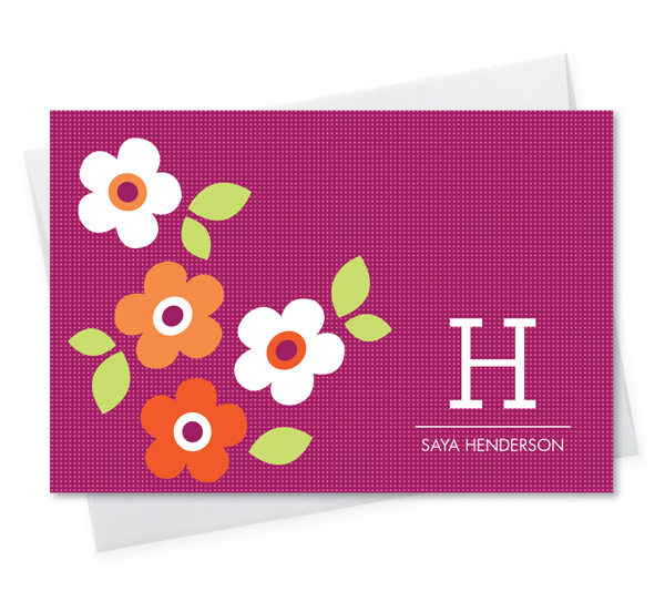 Pink Charming Flowers Notecard