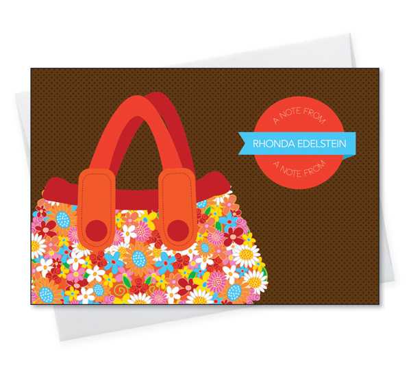 Orange Flowery Purse Notecard